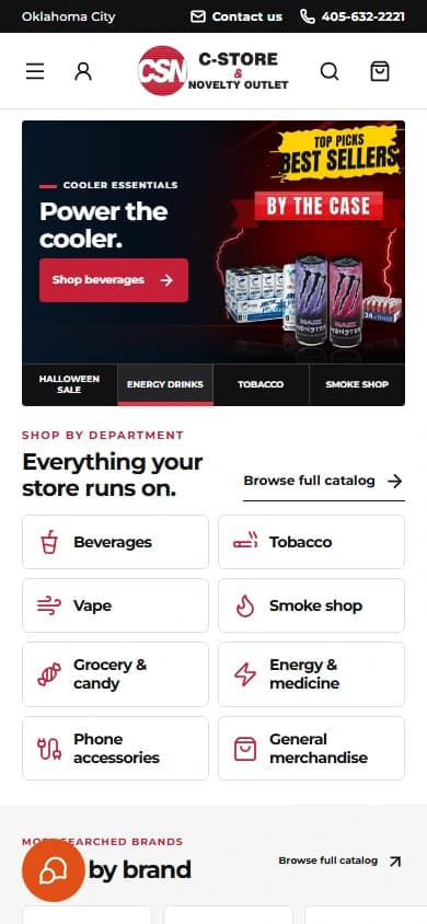 C-Store Imports: homepage captured on mobile