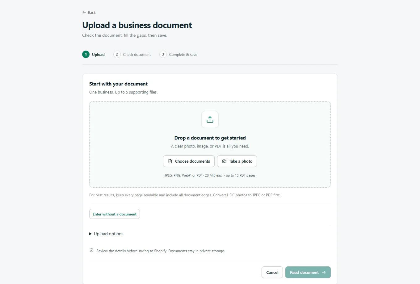 MerchantScribe document-upload interface using demonstration data